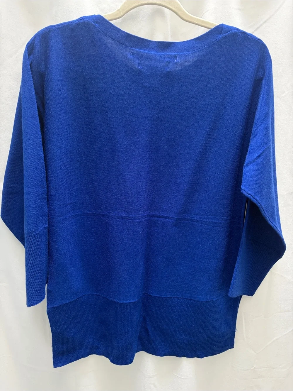 Max Studio Cobalt Blue Lightweight 100% Extra Fine Merino Wool Knit Sweater top - Picture 6 of 6